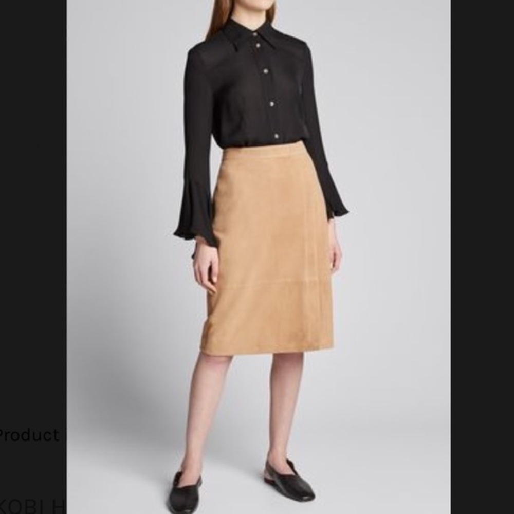 NWT Kobi Halperin Salem Tan Sand Suede Skirt, size 12